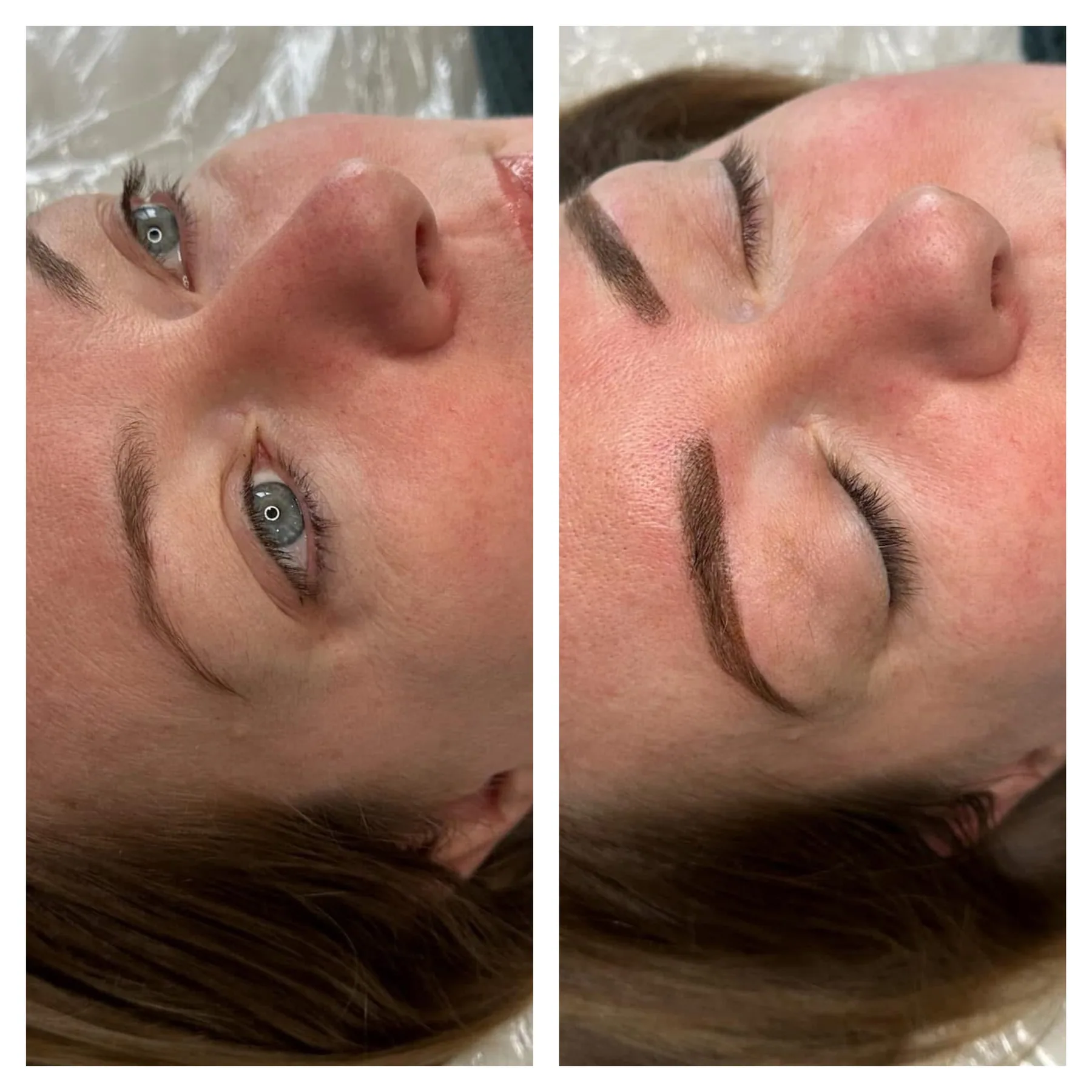 Before and after permanent makeup brow definition by Nahid Farzinzad