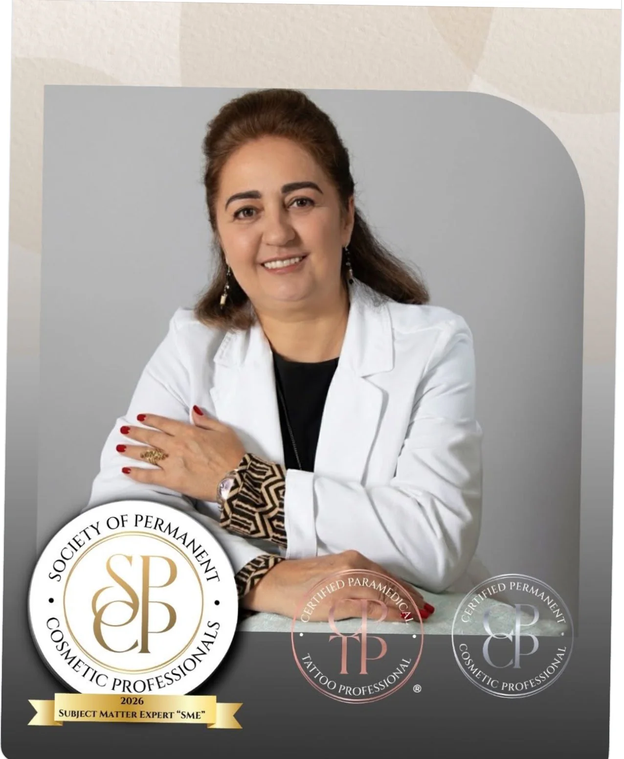 Nahid Farzinzad with professional permanent makeup credentials