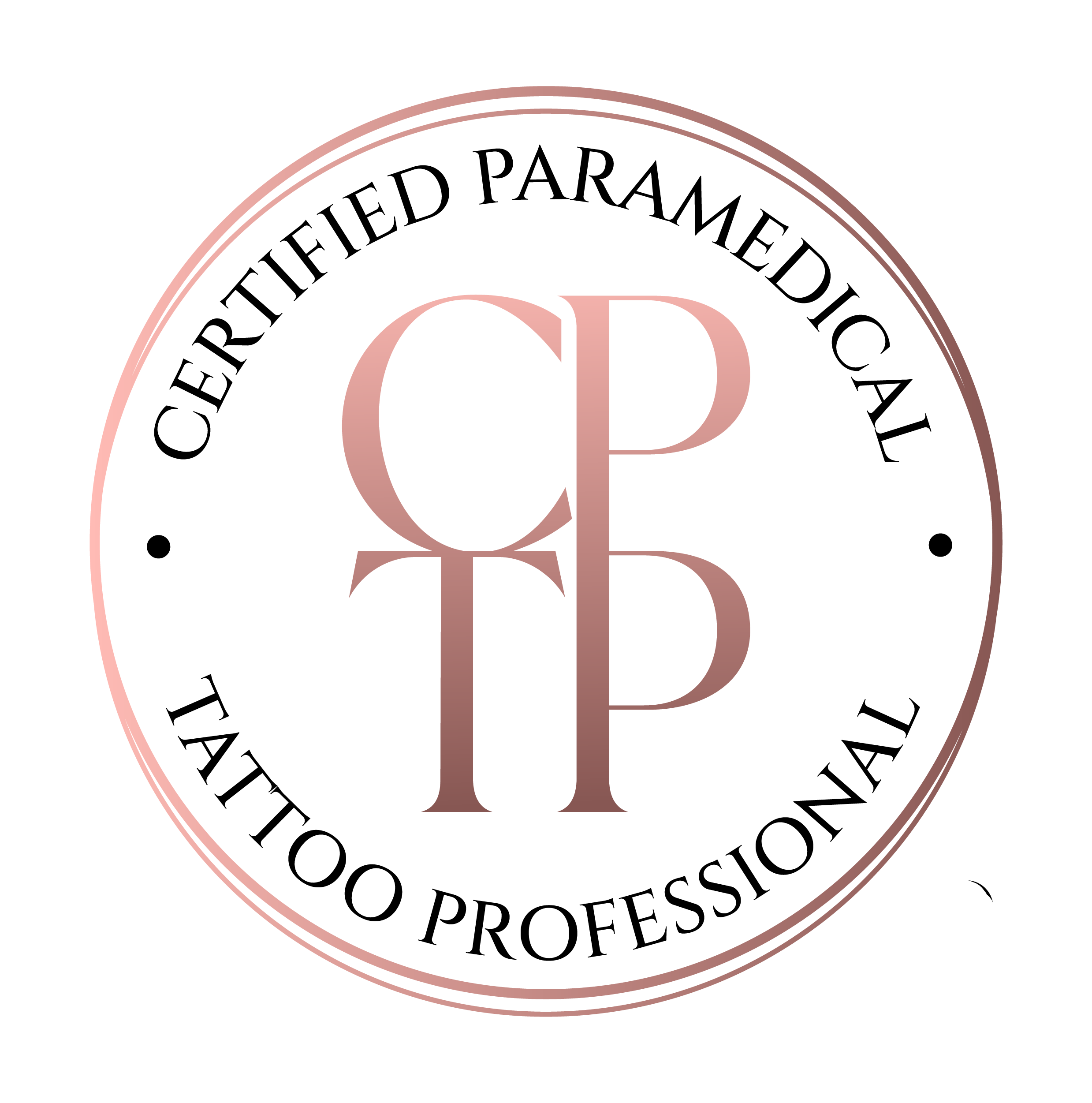 Certified Paramedical Tattoo Professional logo with 'CPTP' in the center on a white background